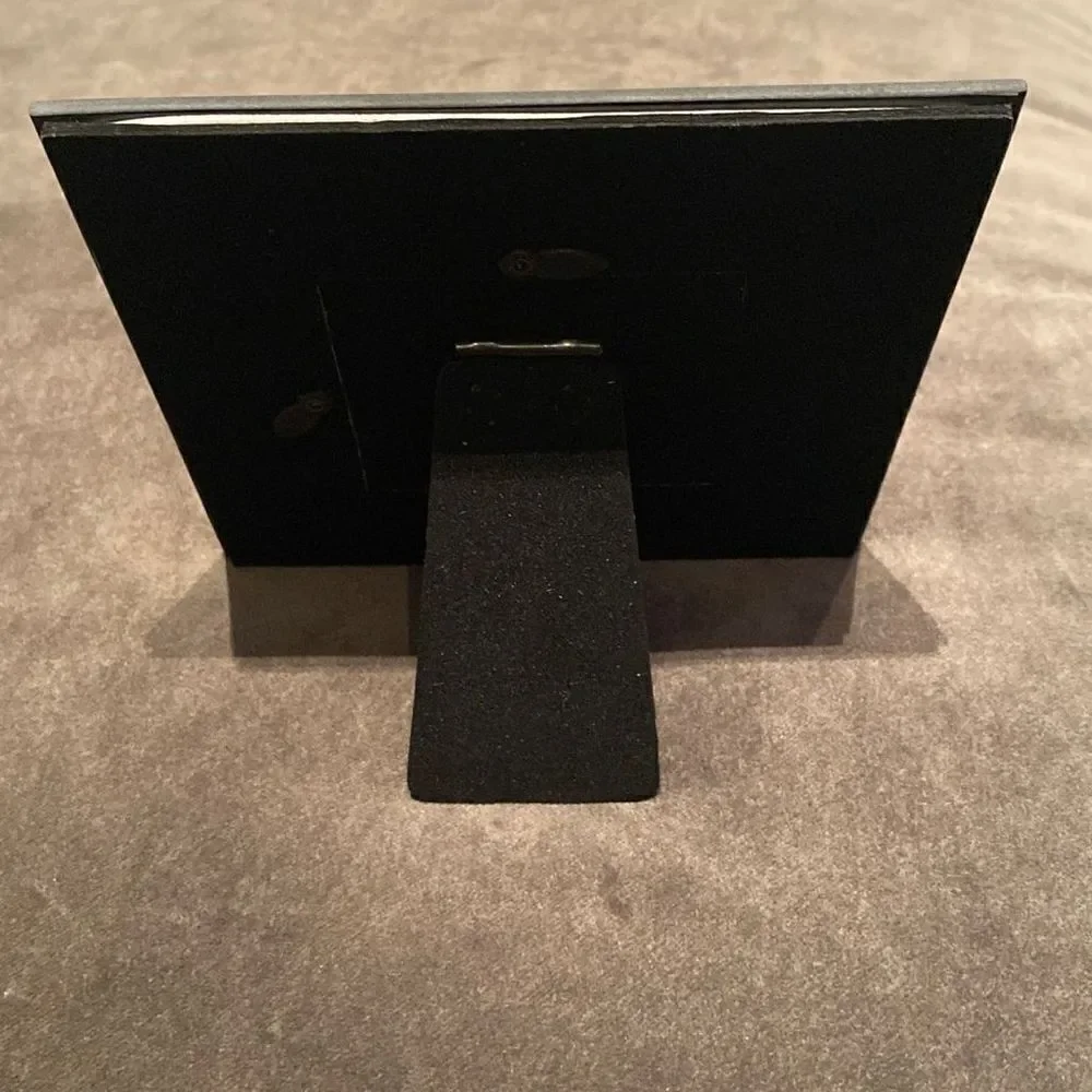 Elegant Black Glass Photo Frame with Silver Detail Easel Back NEW